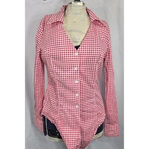 Laura Byrnes Pinup Couture Gingham Bodysuit S Retro Pin Up Top Rosie the Riveter